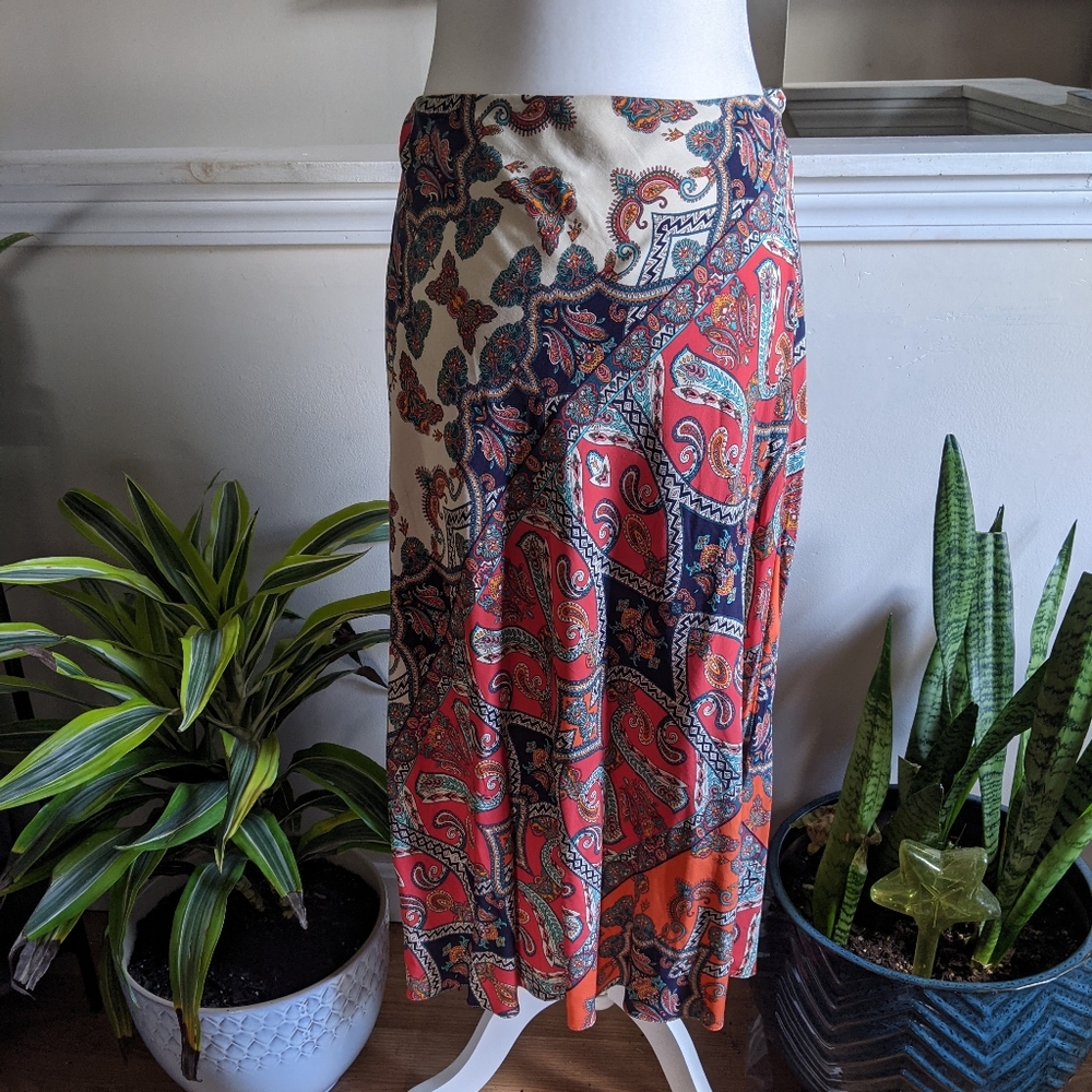 Find. Boho Paisley Midi Skirt Size XL